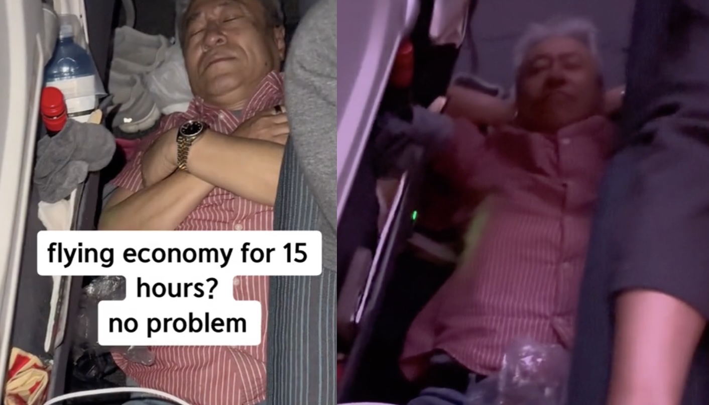 ‘Asian dad’ sleeps on floor of plane on 15-hour flight